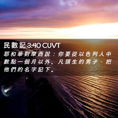 Picture 02 - 民 數 記 3:40 CUVT - 耶 和 華 對 摩 西 說 ： 你 要 從 以 - Bible Verse Picture