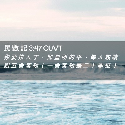 Picture 02 - 民 數 記 3:47 CUVT - 你 要 按 人 丁 ， 照 聖 所 的 平 ， - Bible Verse Picture