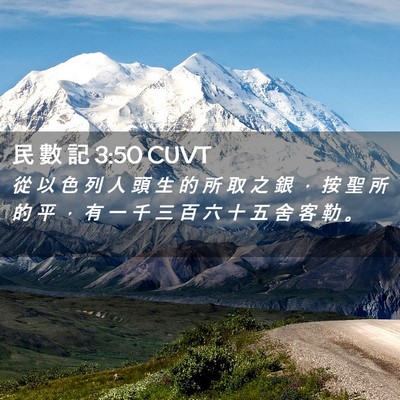 Picture 02 - 民 數 記 3:50 CUVT - 從 以 色 列 人 頭 生 的 所 取 之 銀 - Bible Verse Picture