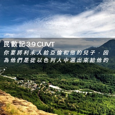 Picture 02 - 民 數 記 3:9 CUVT - 你 要 將 利 未 人 給 亞 倫 和 他 的 - Bible Verse Picture