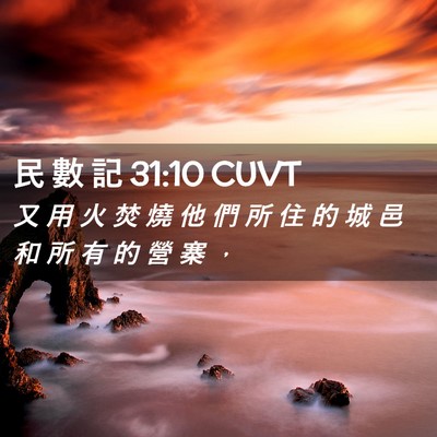 Picture 02 - 民 數 記 31:10 CUVT - 又 用 火 焚 燒 他 們 所 住 的 城 邑 - Bible Verse Picture