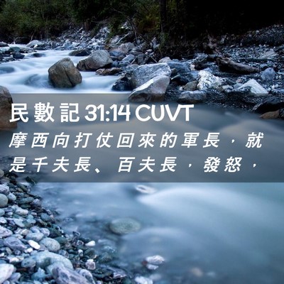 Picture 02 - 民 數 記 31:14 CUVT - 摩 西 向 打 仗 回 來 的 軍 長 ， 就 - Bible Verse Picture