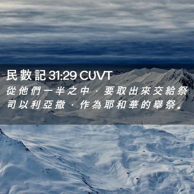 Picture 02 - 民 數 記 31:29 CUVT - 從 他 們 一 半 之 中 ， 要 取 出 來 - Bible Verse Picture