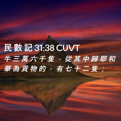 Picture 02 - 民 數 記 31:38 CUVT - 牛 三 萬 六 千 隻 ， 從 其 中 歸 耶 - Bible Verse Picture