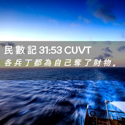 Picture 02 - 民 數 記 31:53 CUVT - 各 兵 丁 都 為 自 己 奪 了 財 物 - Bible Verse Picture