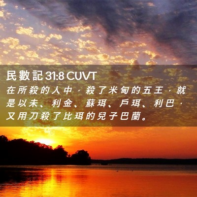 Picture 02 - 民 數 記 31:8 CUVT - 在 所 殺 的 人 中 ， 殺 了 米 甸 的 - Bible Verse Picture