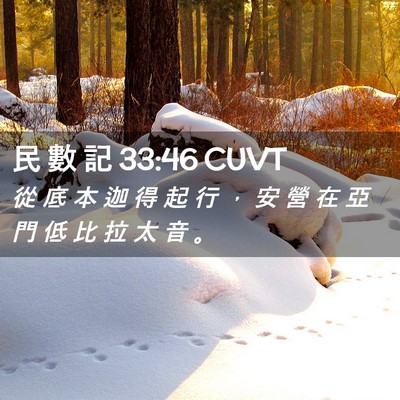 Picture 02 - 民 數 記 33:46 CUVT - 從 底 本 迦 得 起 行 ， 安 營 在 亞 - Bible Verse Picture