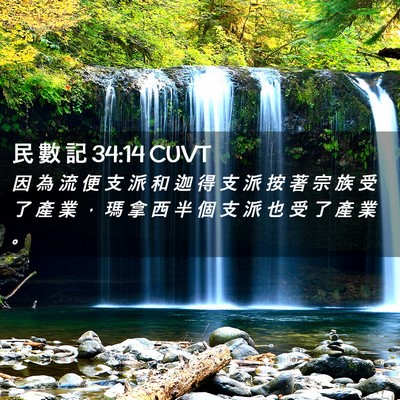 Picture 02 - 民 數 記 34:14 CUVT - 因 為 流 便 支 派 和 迦 得 支 派 按 - Bible Verse Picture