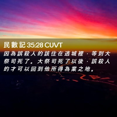 Picture 02 - 民 數 記 35:28 CUVT - 因 為 誤 殺 人 的 該 住 在 逃 城 裡 - Bible Verse Picture