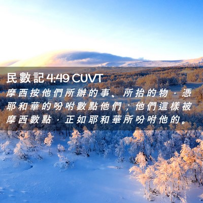 Picture 02 - 民 數 記 4:49 CUVT - 摩 西 按 他 們 所 辦 的 事 、 所 抬 - Bible Verse Picture
