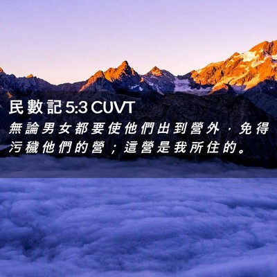 Picture 02 - 民 數 記 5:3 CUVT - 無 論 男 女 都 要 使 他 們 出 到 營 - Bible Verse Picture