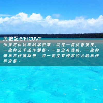 Picture 02 - 民 數 記 6:14 CUVT - 他 要 將 供 物 奉 給 耶 和 華 ， 就 - Bible Verse Picture