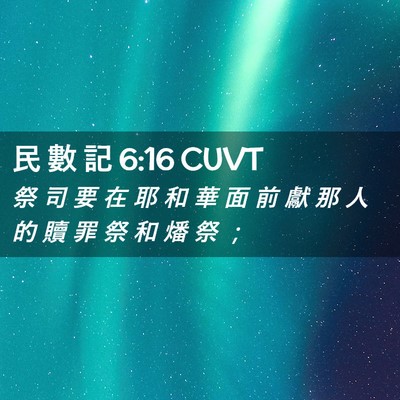 Picture 02 - 民 數 記 6:16 CUVT - 祭 司 要 在 耶 和 華 面 前 獻 那 人 - Bible Verse Picture