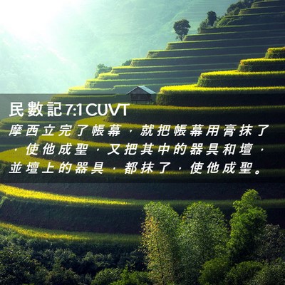 Picture 02 - 民 數 記 7:1 CUVT - 摩 西 立 完 了 帳 幕 ， 就 把 帳 幕 - Bible Verse Picture