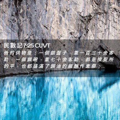 Picture 02 - 民 數 記 7:25 CUVT - 他 的 供 物 是 ： 一 個 銀 盤 子 ， - Bible Verse Picture