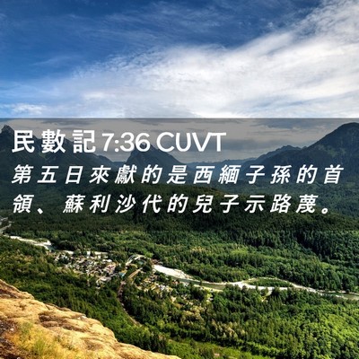 Picture 02 - 民 數 記 7:36 CUVT - 第 五 日 來 獻 的 是 西 緬 子 孫 的 - Bible Verse Picture