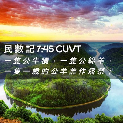 Picture 02 - 民 數 記 7:45 CUVT - 一 隻 公 牛 犢 ， 一 隻 公 綿 羊 ， - Bible Verse Picture