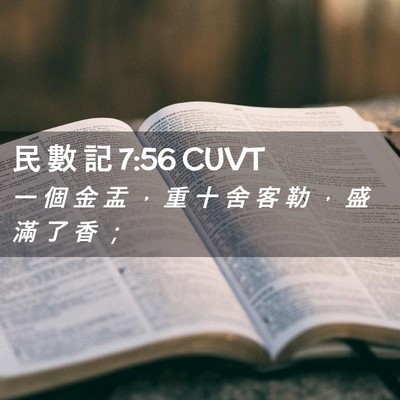 Picture 02 - 民 數 記 7:56 CUVT - 一 個 金 盂 ， 重 十 舍 客 勒 ， 盛 - Bible Verse Picture
