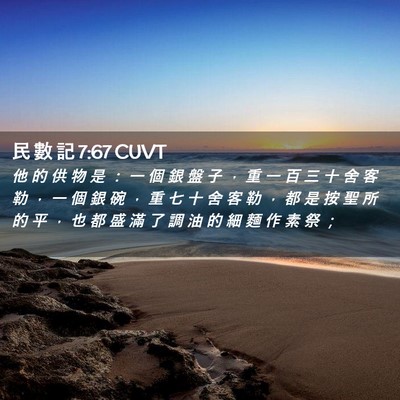 Picture 02 - 民 數 記 7:67 CUVT - 他 的 供 物 是 ： 一 個 銀 盤 子 ， - Bible Verse Picture