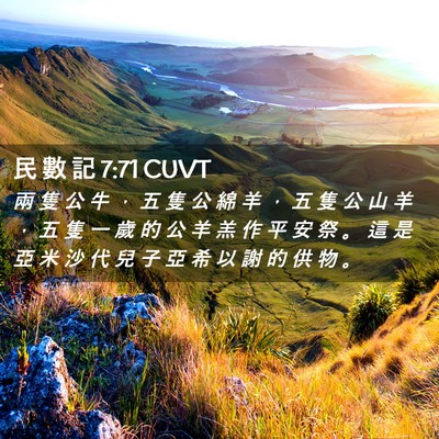 Picture 02 - 民 數 記 7:71 CUVT - 兩 隻 公 牛 ， 五 隻 公 綿 羊 ， 五 - Bible Verse Picture