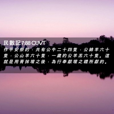 Picture 02 - 民 數 記 7:88 CUVT - 作 平 安 祭 的 ， 共 有 公 牛 二 十 - Bible Verse Picture