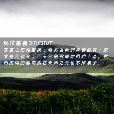 Picture 02 - 瑪 拉 基 書 3:11 CUVT - 萬 軍 之 耶 和 華 說 ： 我 必 為 你 - Bible Verse Picture