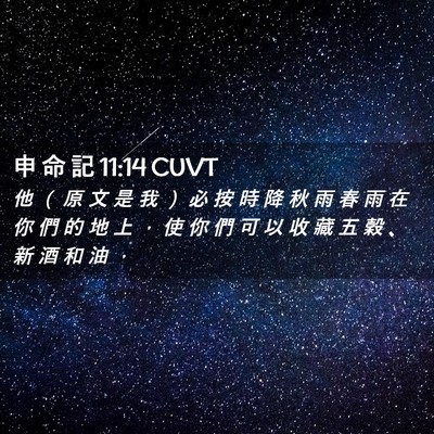 Picture 02 - 申 命 記 11:14 CUVT - 他 （ 原 文 是 我 ） 必 按 時 降 秋 - Bible Verse Picture