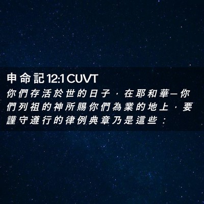 Picture 02 - 申 命 記 12:1 CUVT - 你 們 存 活 於 世 的 日 子 ， 在 耶 - Bible Verse Picture