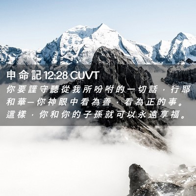 Picture 02 - 申 命 記 12:28 CUVT - 你 要 謹 守 聽 從 我 所 吩 咐 的 一 - Bible Verse Picture