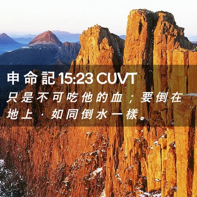 Picture 02 - 申 命 記 15:23 CUVT - 只 是 不 可 吃 他 的 血 ； 要 倒 在 - Bible Verse Picture