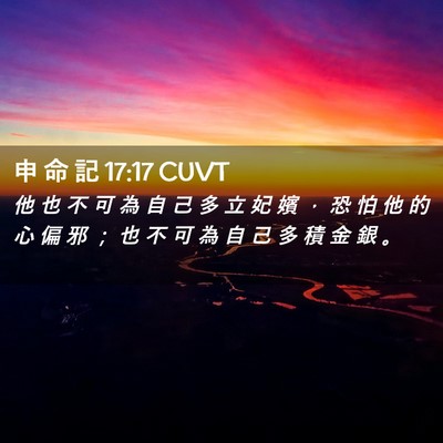 Picture 02 - 申 命 記 17:17 CUVT - 他 也 不 可 為 自 己 多 立 妃 嬪 ， - Bible Verse Picture