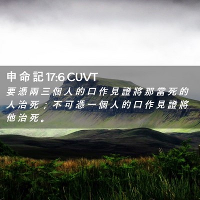 Picture 02 - 申 命 記 17:6 CUVT - 要 憑 兩 三 個 人 的 口 作 見 證 將 - Bible Verse Picture