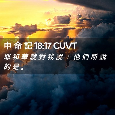 Picture 02 - 申 命 記 18:17 CUVT - 耶 和 華 就 對 我 說 ： 他 們 所 說 - Bible Verse Picture