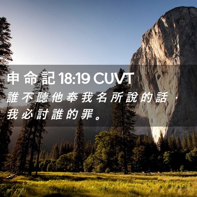 Picture 02 - 申 命 記 18:19 CUVT - 誰 不 聽 他 奉 我 名 所 說 的 話 ， - Bible Verse Picture