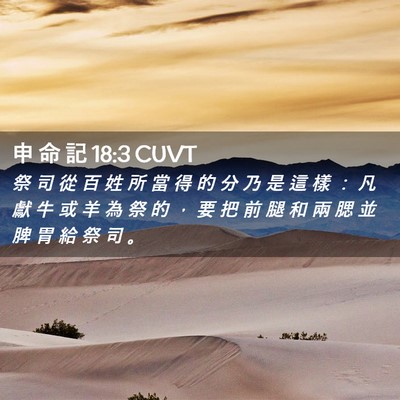 Picture 02 - 申 命 記 18:3 CUVT - 祭 司 從 百 姓 所 當 得 的 分 乃 是 - Bible Verse Picture