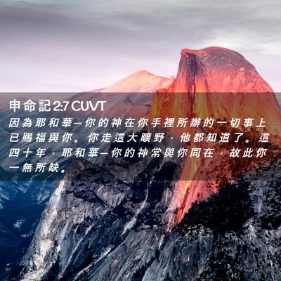 Picture 02 - 申 命 記 2:7 CUVT - 因 為 耶 和 華 ─ 你 的 神 在 你 手 - Bible Verse Picture