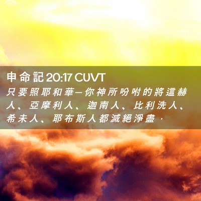 Picture 02 - 申 命 記 20:17 CUVT - 只 要 照 耶 和 華 ─ 你 神 所 吩 咐 - Bible Verse Picture