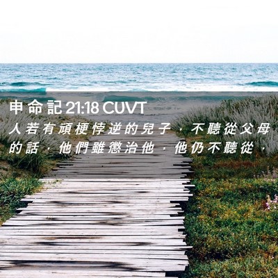 Picture 02 - 申 命 記 21:18 CUVT - 人 若 有 頑 梗 悖 逆 的 兒 子 ， 不 - Bible Verse Picture
