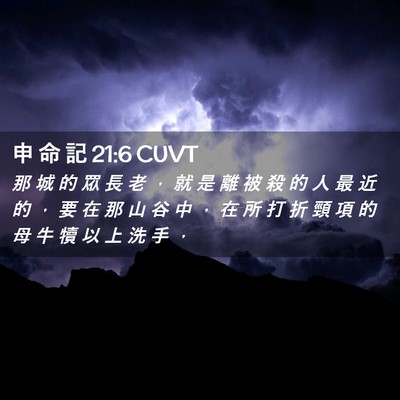 Picture 02 - 申 命 記 21:6 CUVT - 那 城 的 眾 長 老 ， 就 是 離 被 殺 - Bible Verse Picture