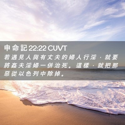 Picture 02 - 申 命 記 22:22 CUVT - 若 遇 見 人 與 有 丈 夫 的 婦 人 行 - Bible Verse Picture