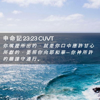 Picture 02 - 申 命 記 23:23 CUVT - 你 嘴 裡 所 出 的 ， 就 是 你 口 中 - Bible Verse Picture
