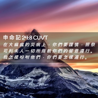 Picture 02 - 申 命 記 24:8 CUVT - 在 大 痲 瘋 的 災 病 上 ， 你 們 要 - Bible Verse Picture