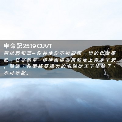Picture 02 - 申 命 記 25:19 CUVT - 所 以 耶 和 華 ─ 你 神 使 你 不 被 - Bible Verse Picture
