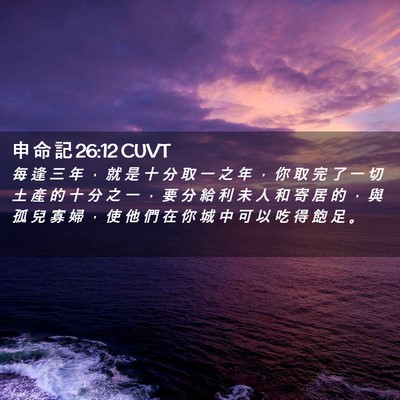 Picture 02 - 申 命 記 26:12 CUVT - 每 逢 三 年 ， 就 是 十 分 取 一 之 - Bible Verse Picture