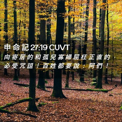 Picture 02 - 申 命 記 27:19 CUVT - 向 寄 居 的 和 孤 兒 寡 婦 屈 枉 正 - Bible Verse Picture