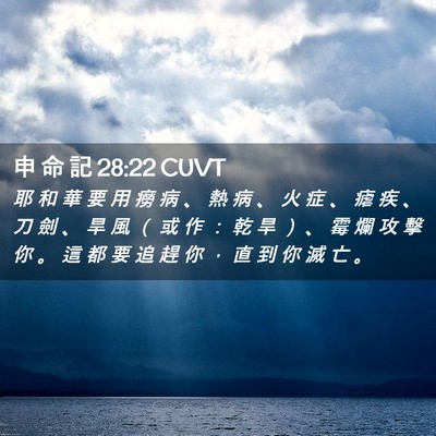 Picture 02 - 申 命 記 28:22 CUVT - 耶 和 華 要 用 癆 病 、 熱 病 、 火 - Bible Verse Picture