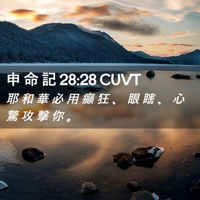Picture 02 - 申 命 記 28:28 CUVT - 耶 和 華 必 用 癲 狂 、 眼 瞎 、 心 - Bible Verse Picture