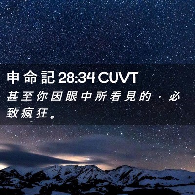Picture 02 - 申 命 記 28:34 CUVT - 甚 至 你 因 眼 中 所 看 見 的 ， 必 - Bible Verse Picture