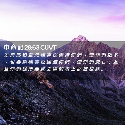 Picture 02 - 申 命 記 28:63 CUVT - 先 前 耶 和 華 怎 樣 喜 悅 善 待 你 - Bible Verse Picture