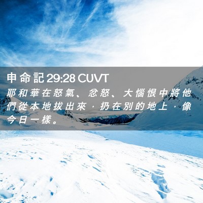 Picture 02 - 申 命 記 29:28 CUVT - 耶 和 華 在 怒 氣 、 忿 怒 、 大 惱 - Bible Verse Picture